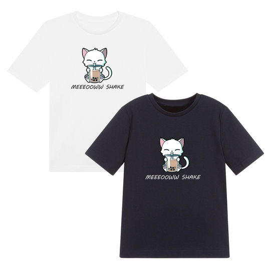 Meeeow Shake Cat T-shirt Unisex Kids Tee Cute Cat Lovers Top Shake