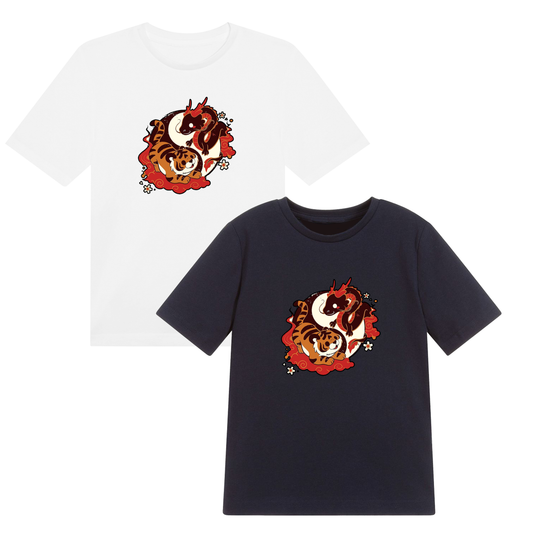Dragon Tiger T-shirt Beast Inside Cute Kids Unisex Tee Kids Top Cartoon Design