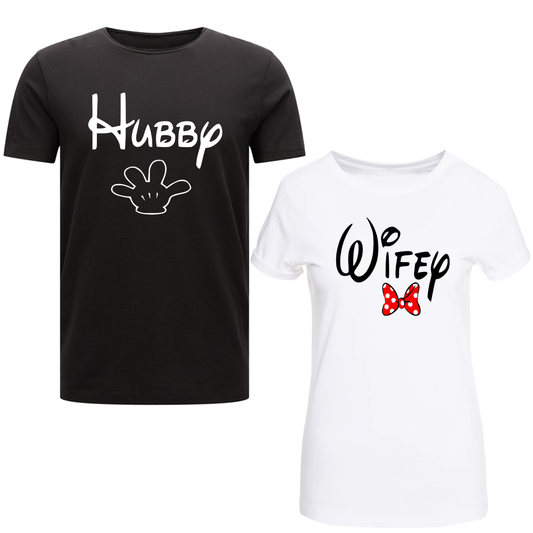 Hubby And Wifey Valentine's Day Couple Matching Lovers Gift Top Love T-Shirt