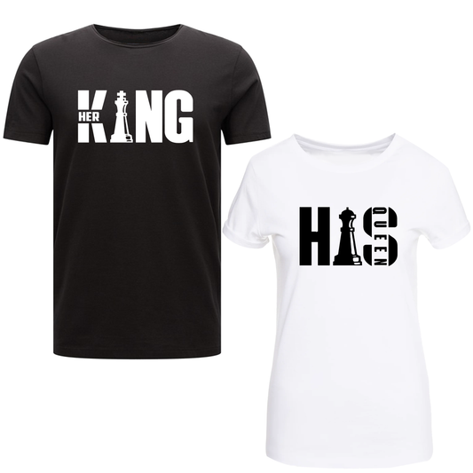 Her King And His Queen Couple Matching Valentine's Day T-Shirt Top Lovers