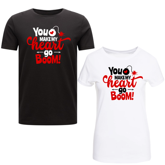 You Make My Heart Go Boom Couple Matching Valentine's Day T-Shirt Lover Gift