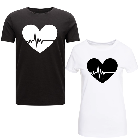 Heart Line Heart Beat Couple T-Shirt Top Valentine's Day Gift For Loving Couple